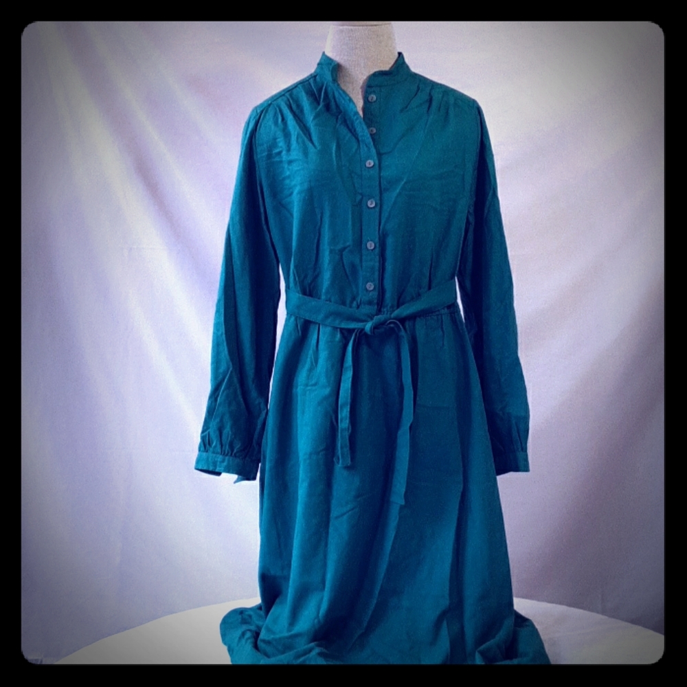 Vintage 100% Raw Silk Shirt Dress
